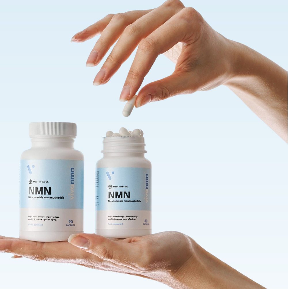 VivaNMN 90 and 30 capsule bottles